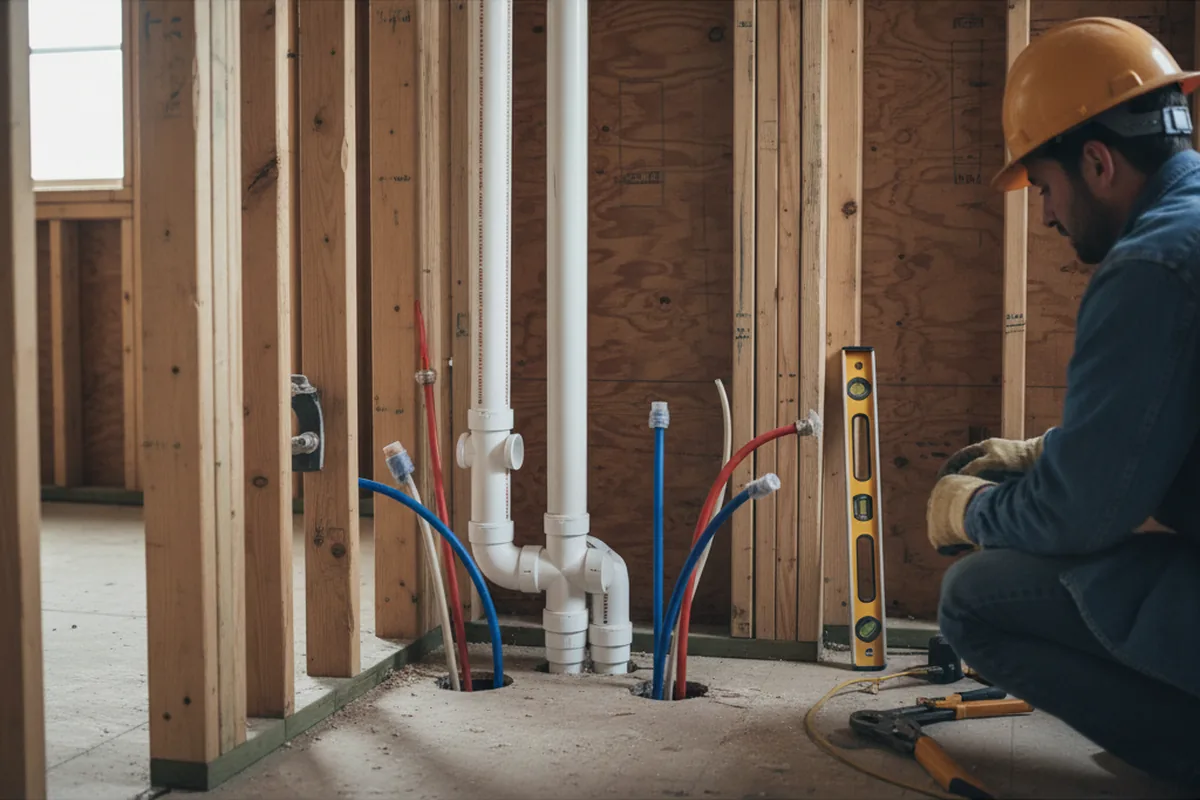 Drain and supply rough-in during Drain Cleaning in Wingate