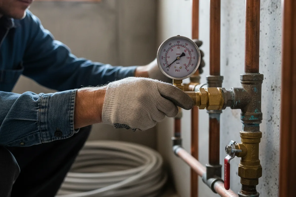 Pressure testing a repaired line during Water Line Repair in Wingate
